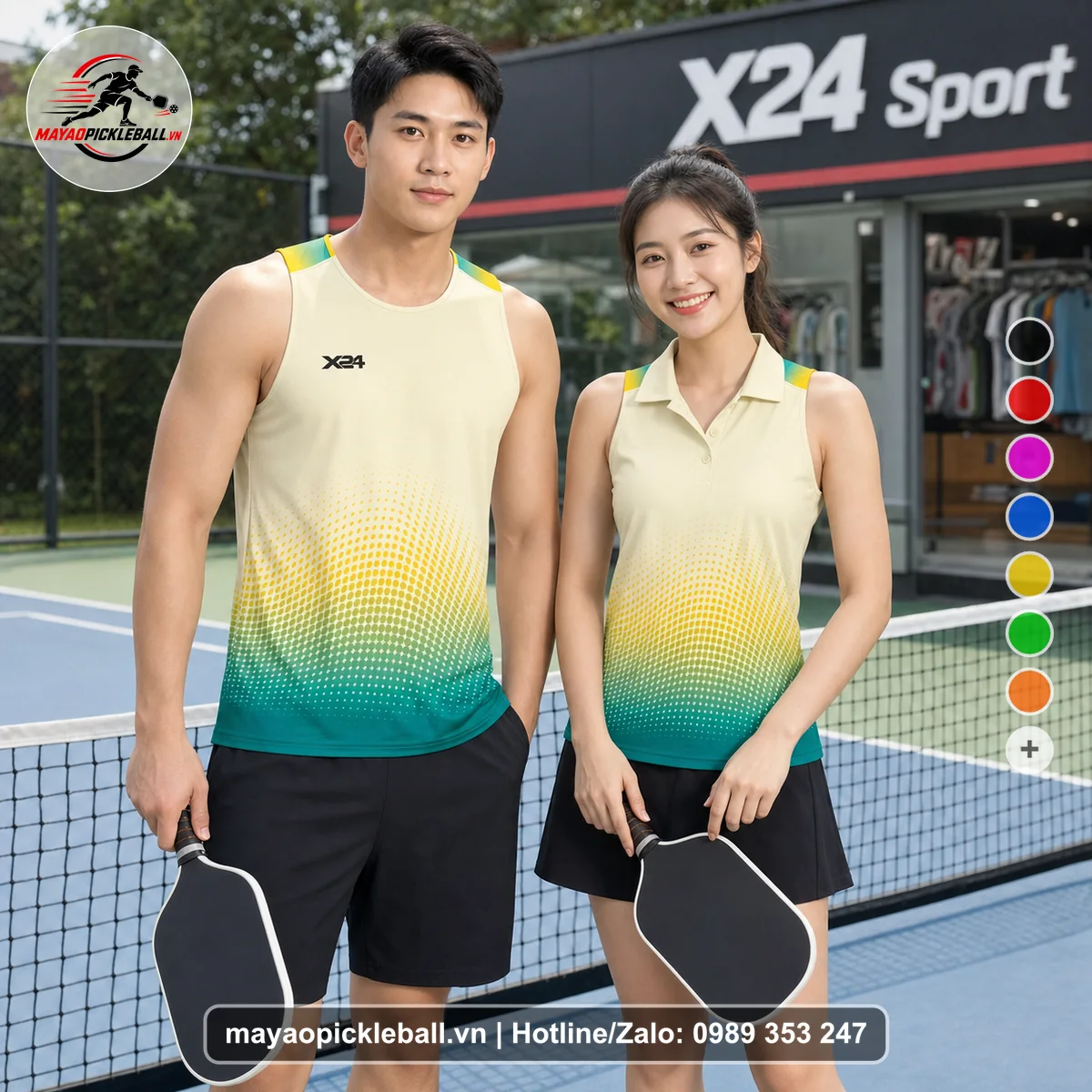 Bộ quần áo pickleball X24-PB-112 nổi bật biến thể không ống tay