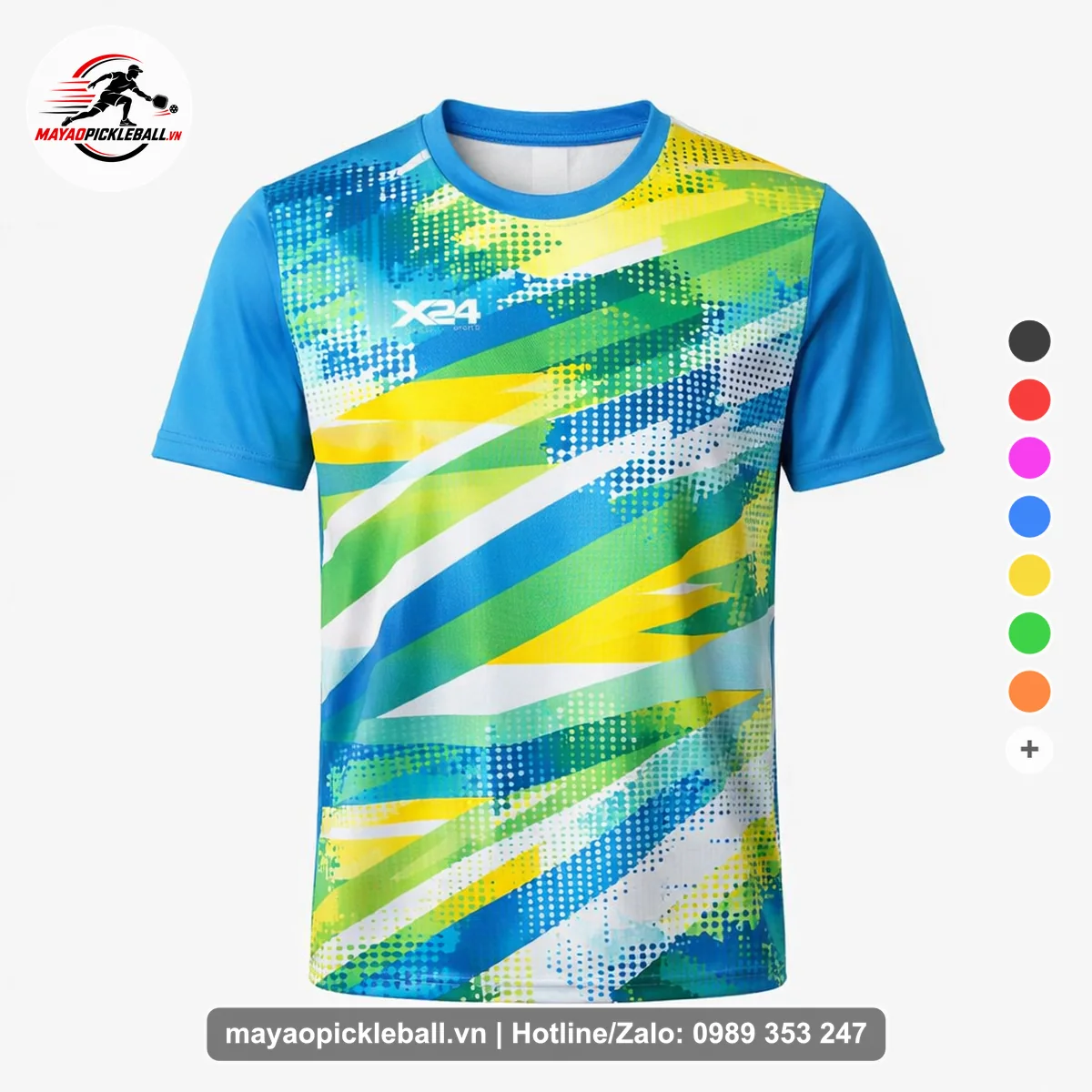 Bộ quần áo pickleball X24-PB-114 xanh áo có tay có cổ