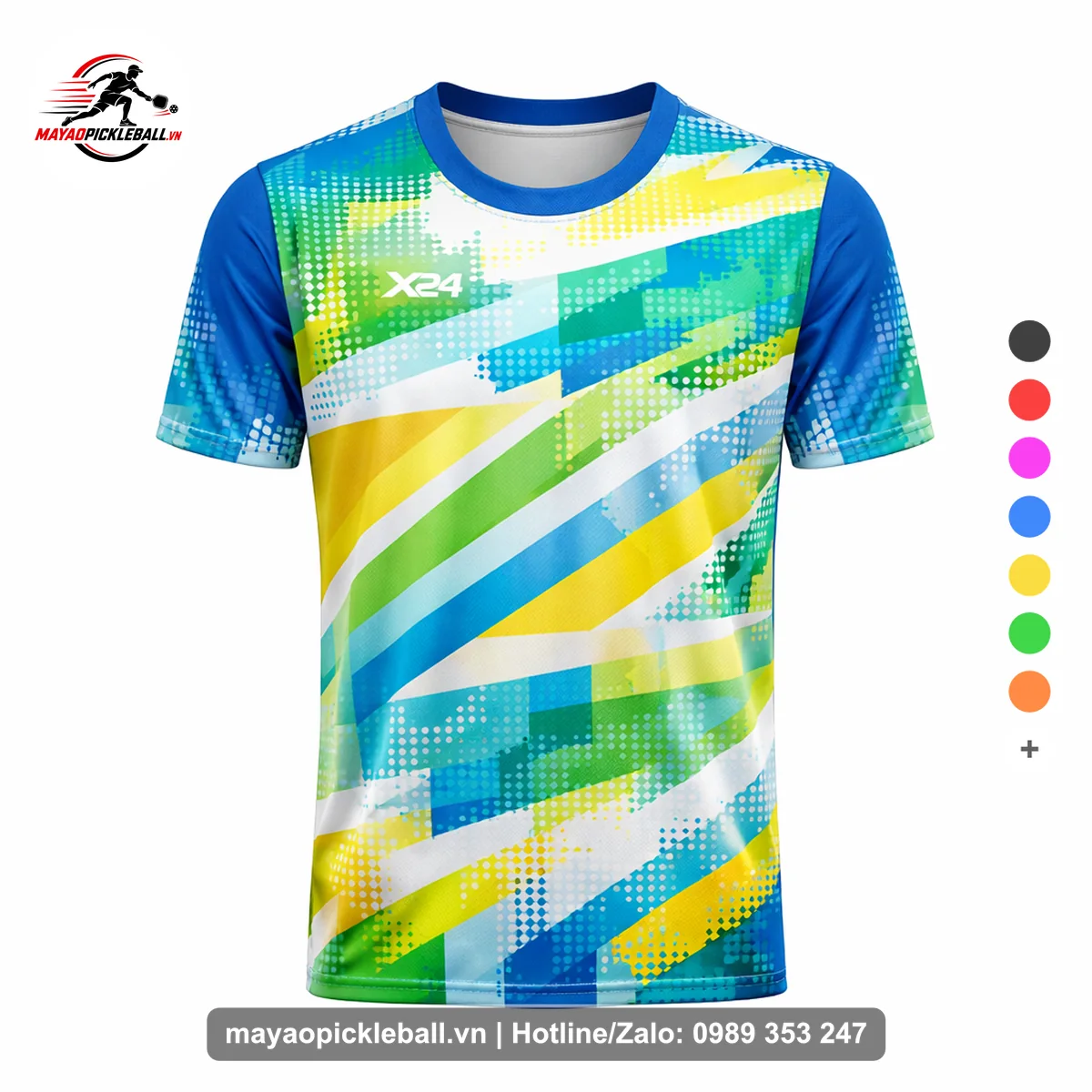 Bộ quần áo pickleball X24-PB-114 xanh biến thể không ống tay