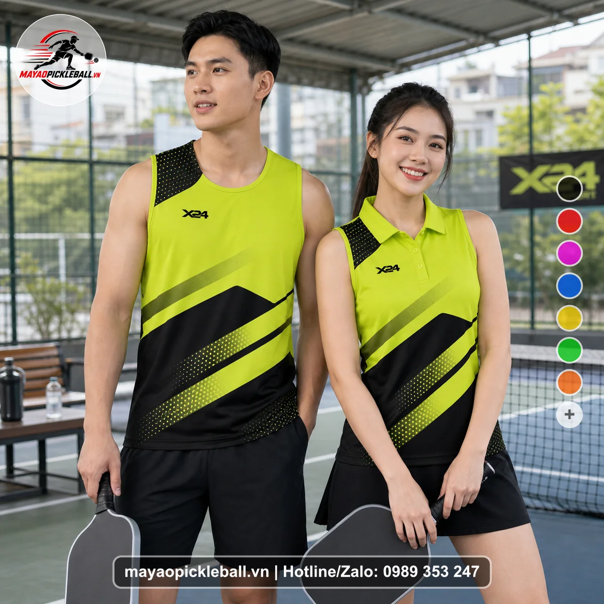Bộ quần áo pickleball X24-PB-144 nổi bật biến thể không ống tay