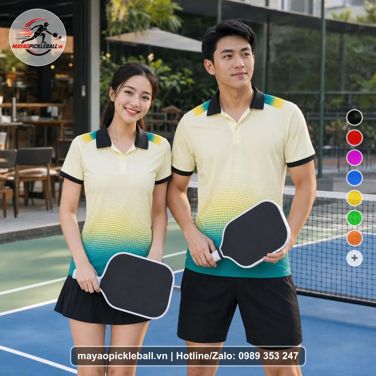 Bộ quần áo pickleball X24-PB-213 nổi bật áo có tay có cổ