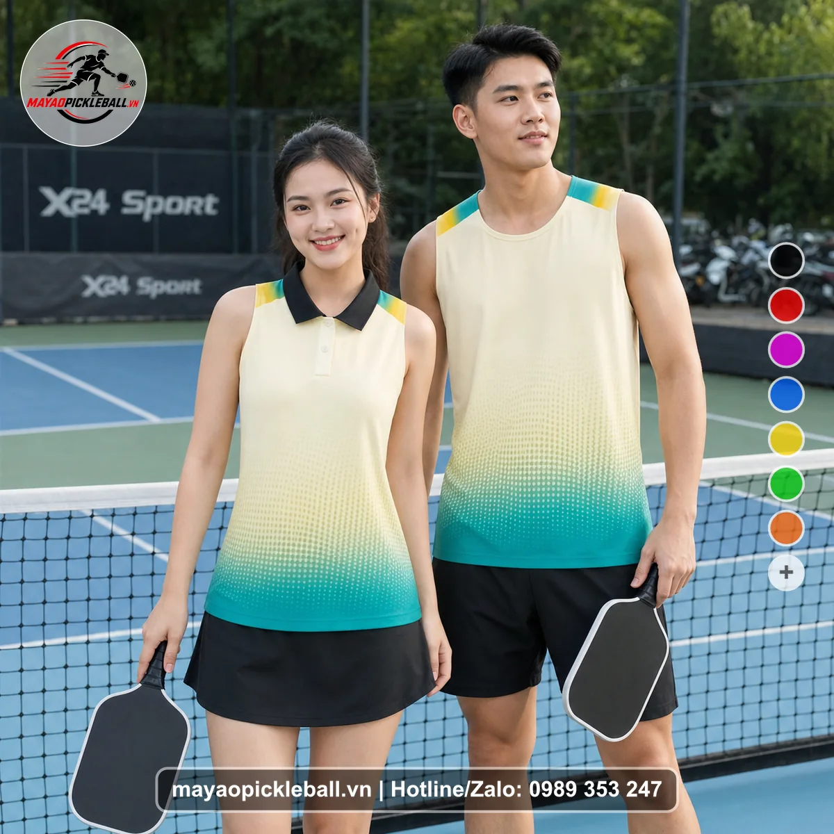 Bộ quần áo pickleball X24-PB-213 nổi bật biến thể không ống tay