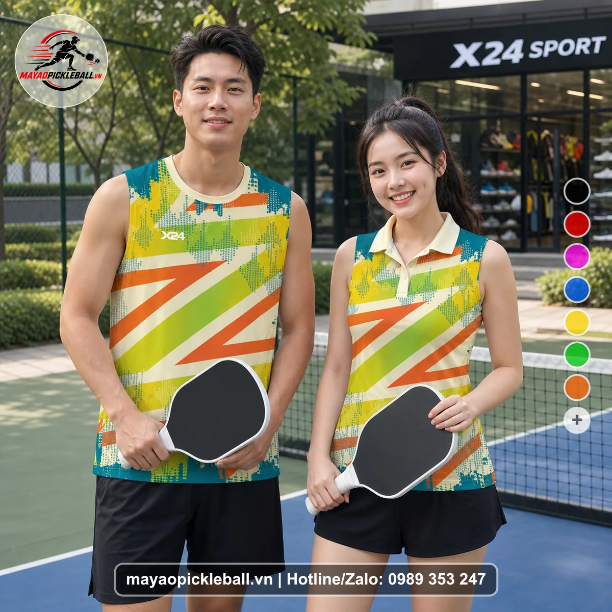 Bộ quần áo pickleball X24-PB-214 nổi bật biến thể không ống tay