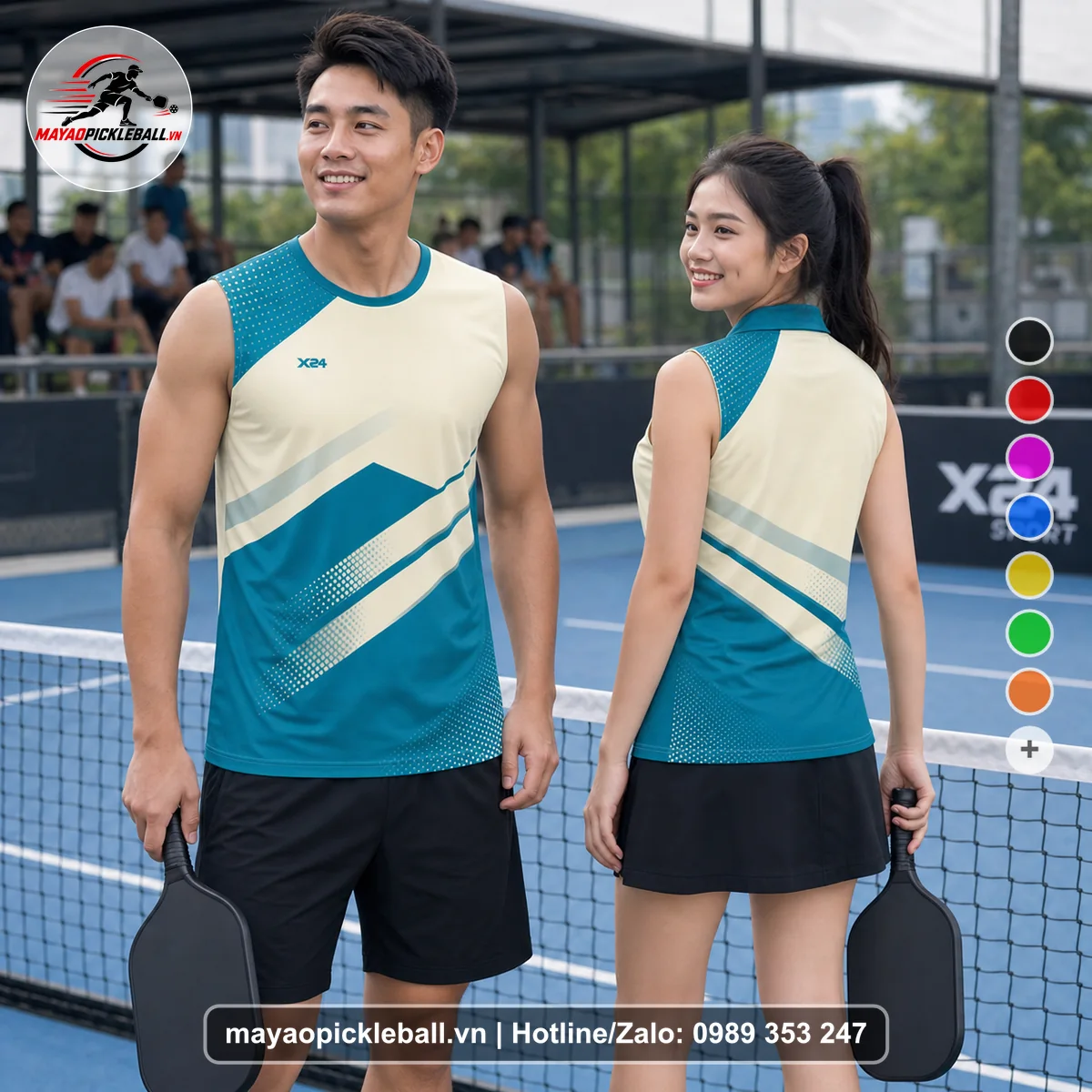 Bộ quần áo pickleball X24-PB-243 nổi bật biến thể không ống tay