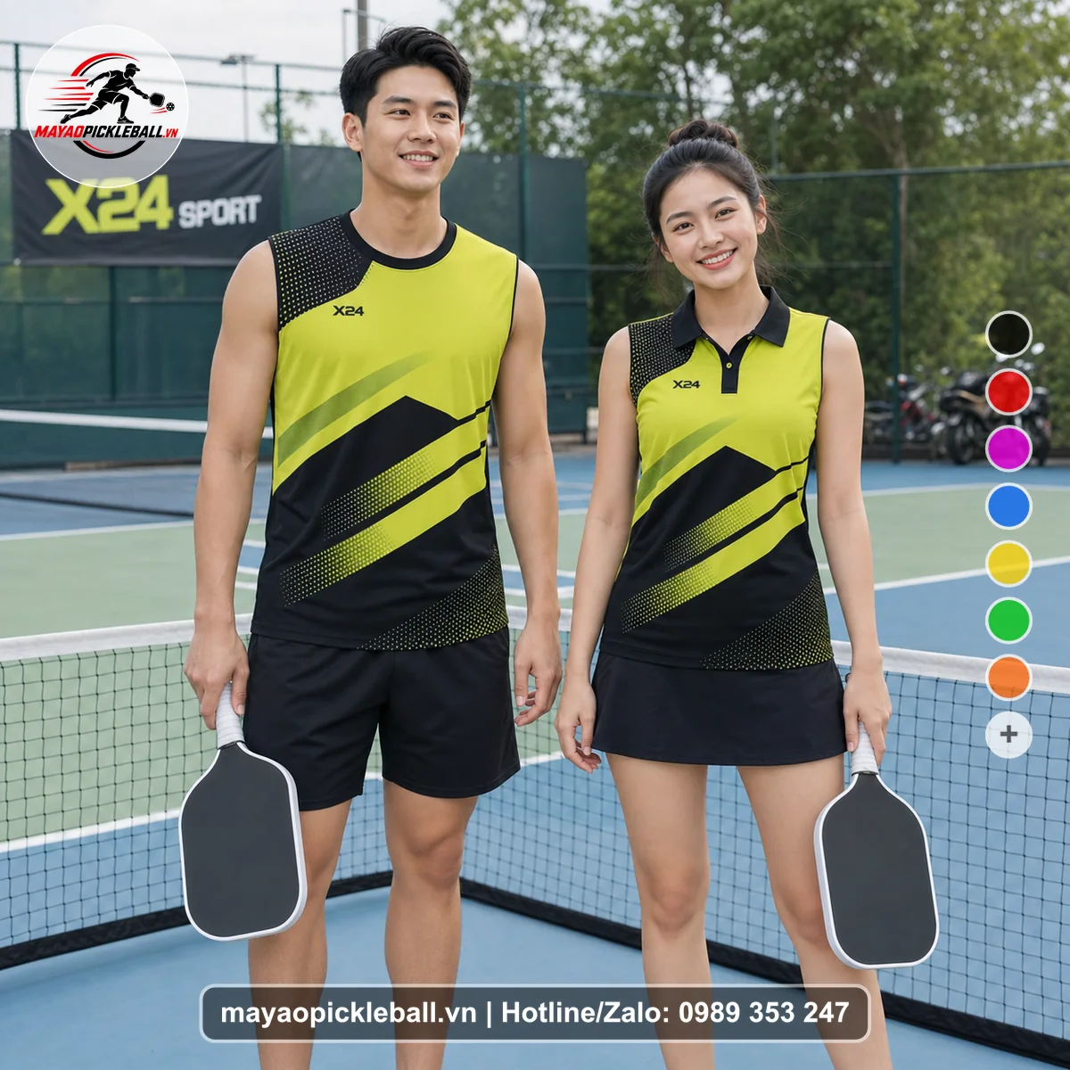 Bộ quần áo pickleball X24-PB-244 nổi bật biến thể không ống tay
