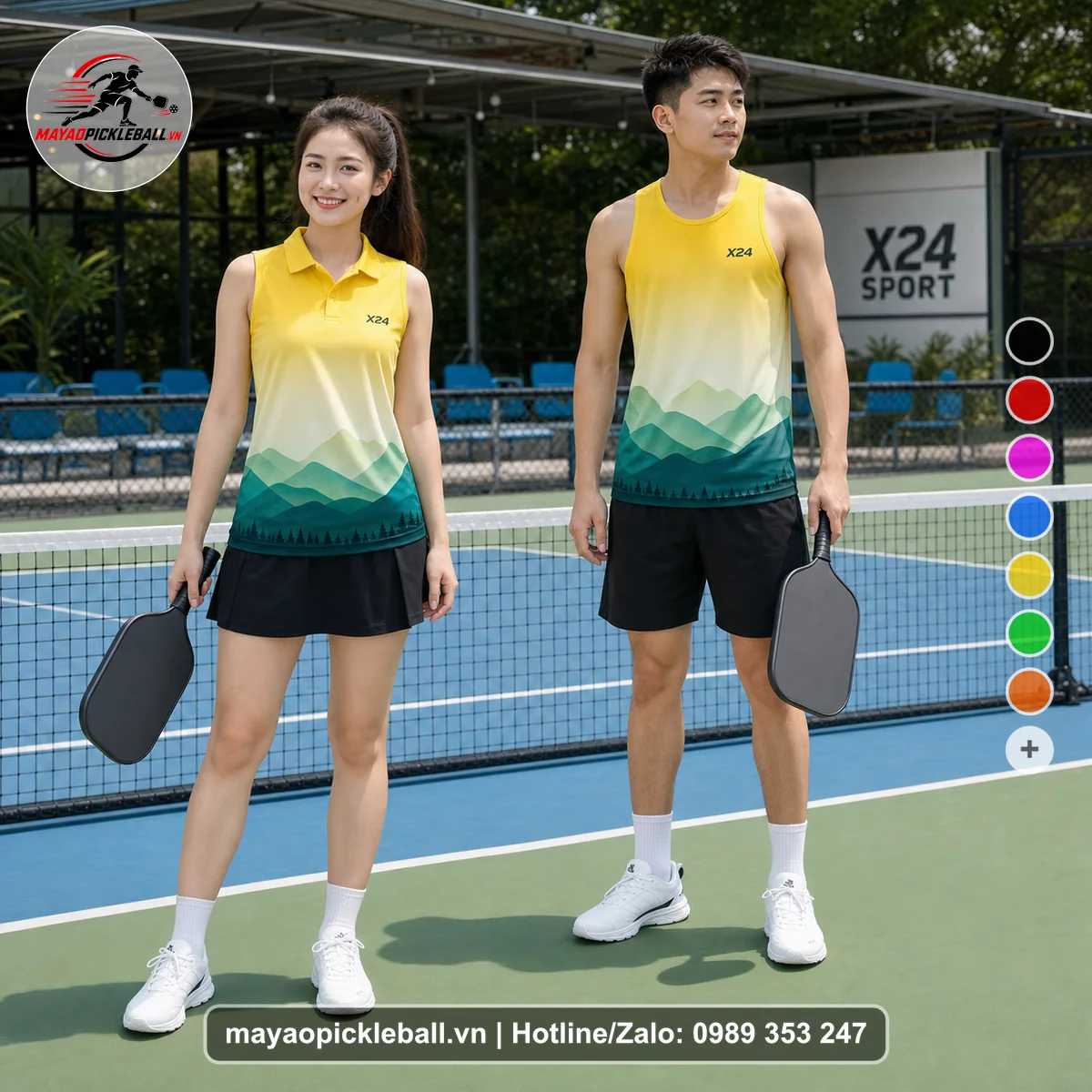 Bộ quần áo pickleball X24-PB-253 nổi bật biến thể không ống tay