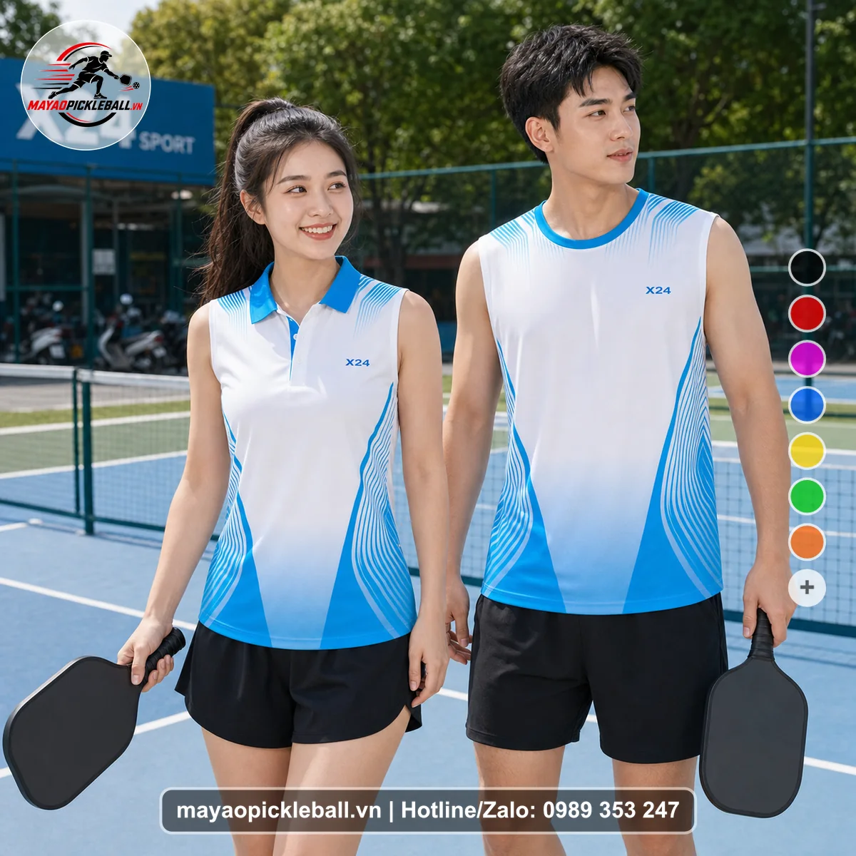 Bộ quần áo pickleball X24-PB-254 nổi bật biến thể không ống tay