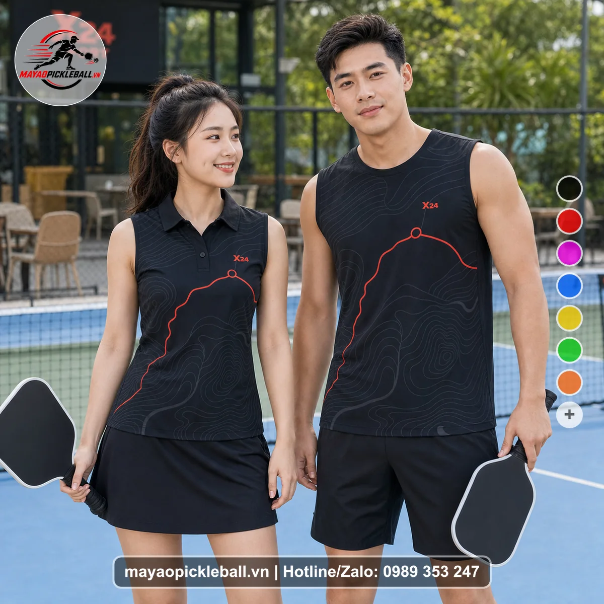 Bộ quần áo pickleball X24-PB-257 nổi bật biến thể không ống tay