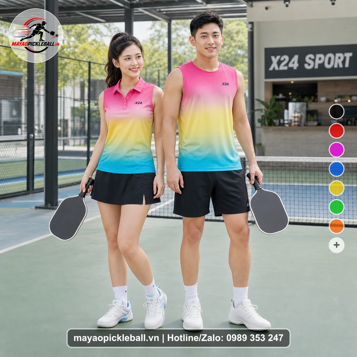 Bộ quần áo pickleball X24-PB-258 nổi bật biến thể không ống tay