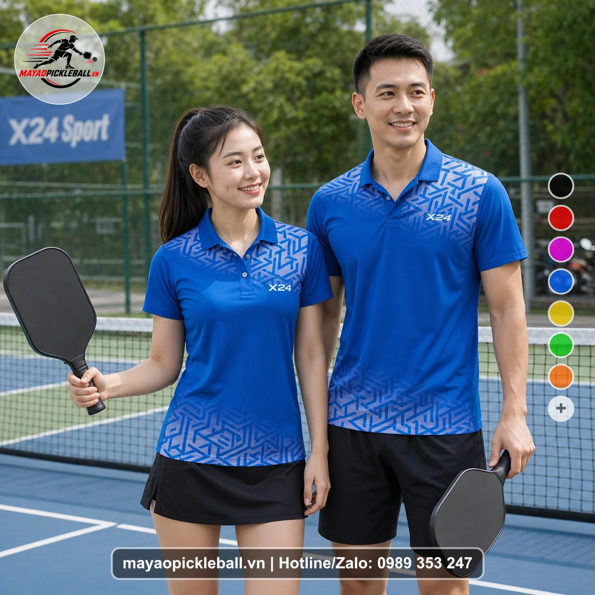 Bộ quần áo pickleball X24-PB-261 nổi bật áo có tay có cổ