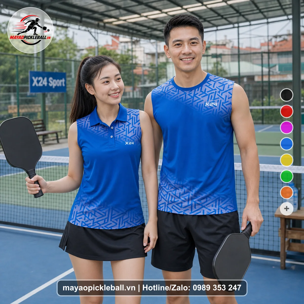 Bộ quần áo pickleball X24-PB-261 nổi bật biến thể không ống tay