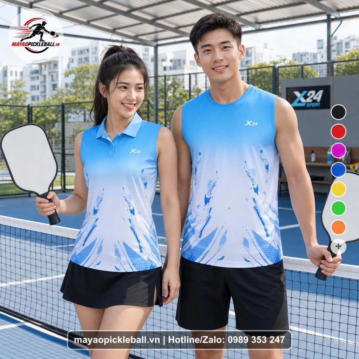 Bộ quần áo pickleball X24-PB-262 nổi bật biến thể không ống tay