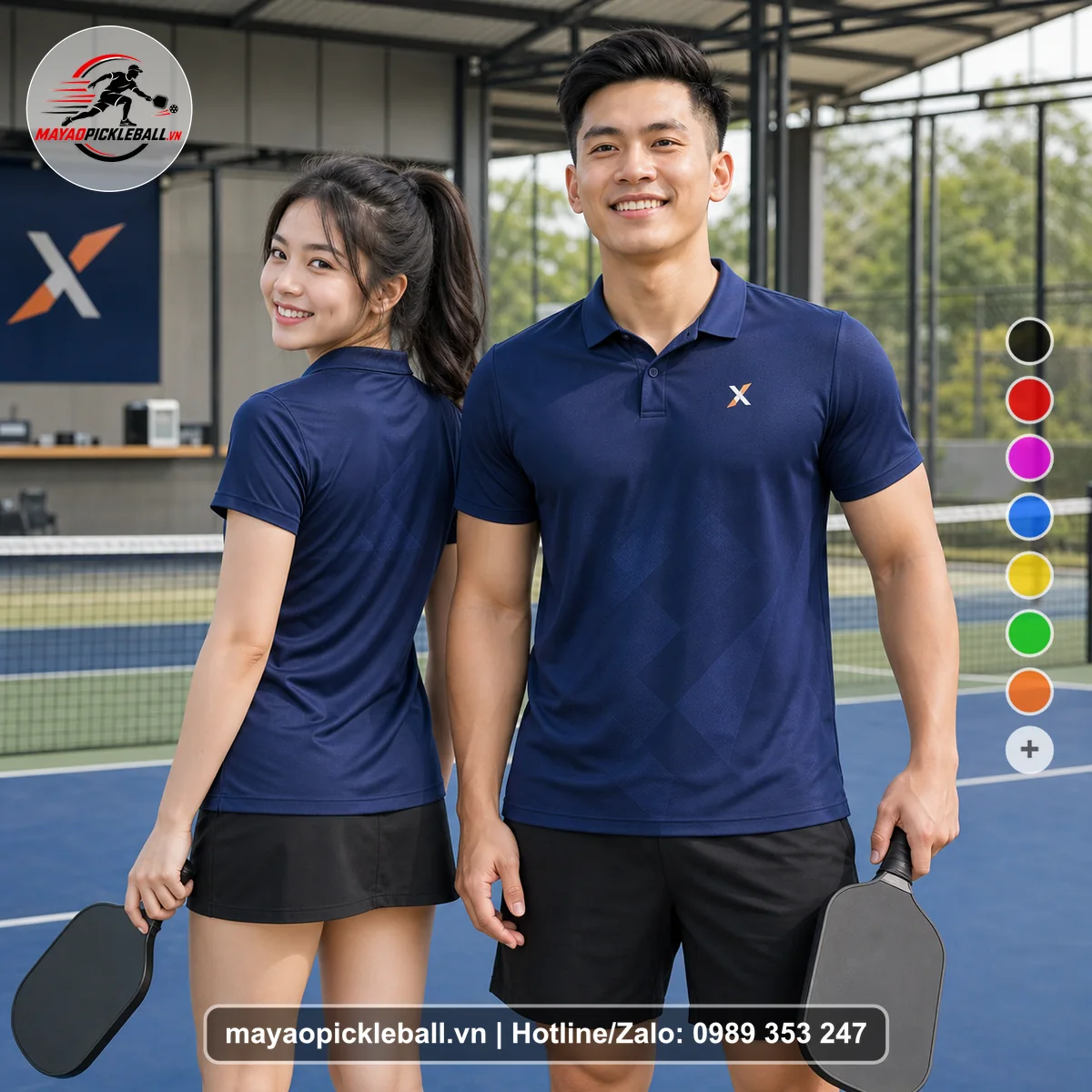 Bộ quần áo pickleball X24-PB-263 nổi bật áo có tay có cổ