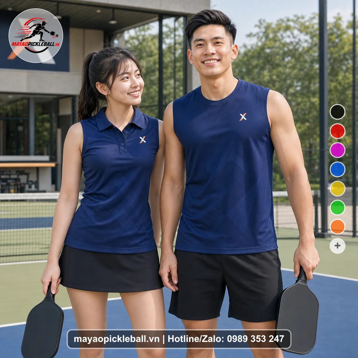 Bộ quần áo pickleball X24-PB-263 nổi bật biến thể không ống tay