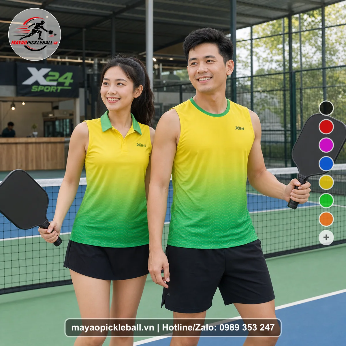 Bộ quần áo pickleball X24-PB-265 nổi bật biến thể không ống tay