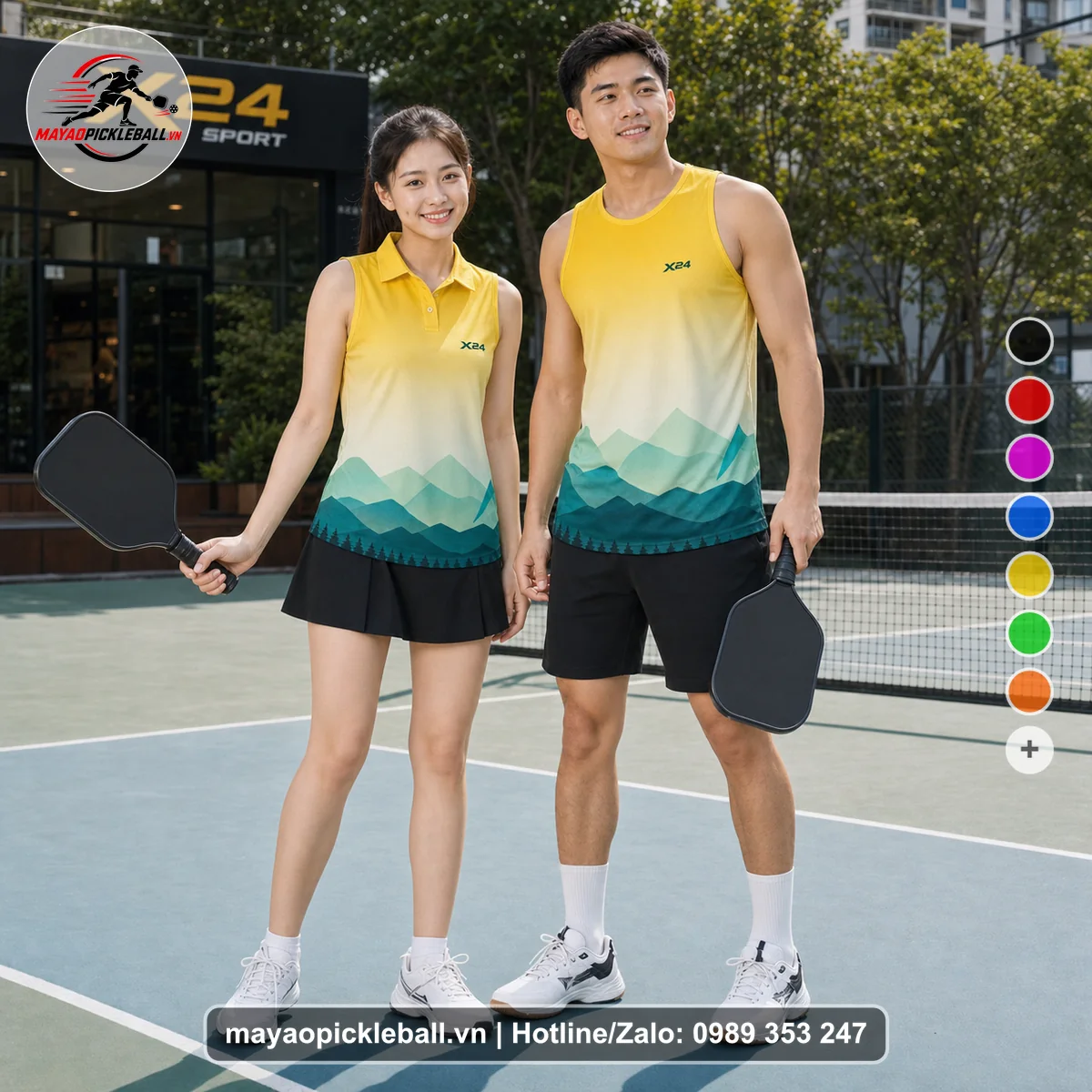 Bộ quần áo pickleball X24-PB-267 nổi bật biến thể không ống tay