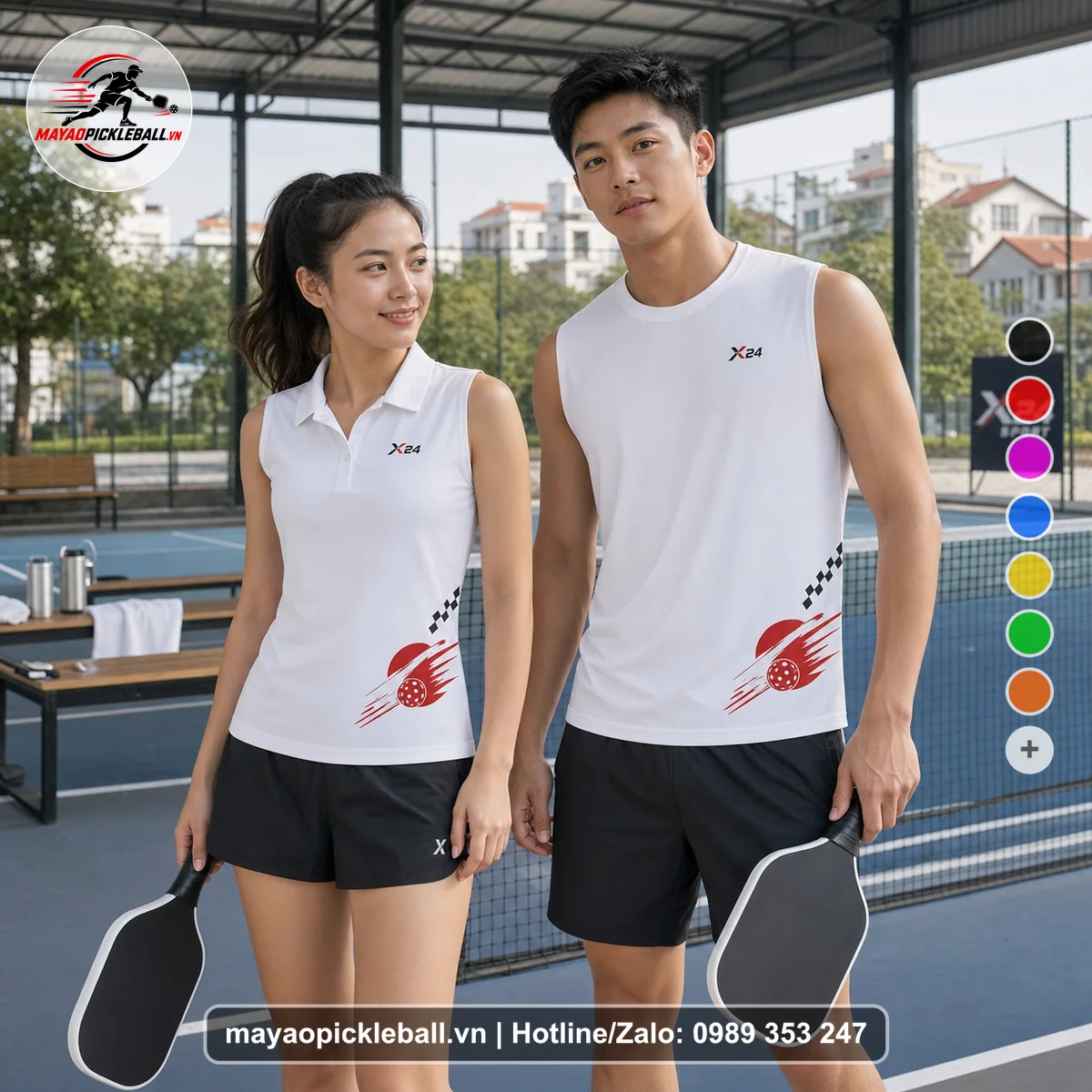 Bộ quần áo pickleball X24-PB-268 nổi bật biến thể không ống tay