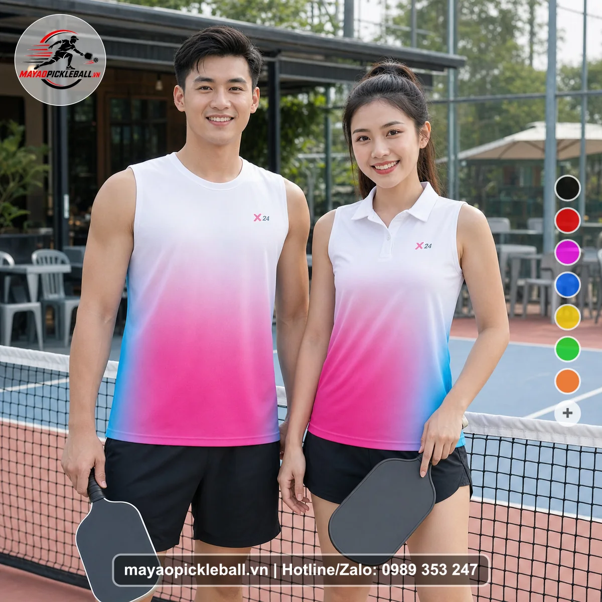 Bộ quần áo pickleball X24-PB-270 nổi bật biến thể không ống tay