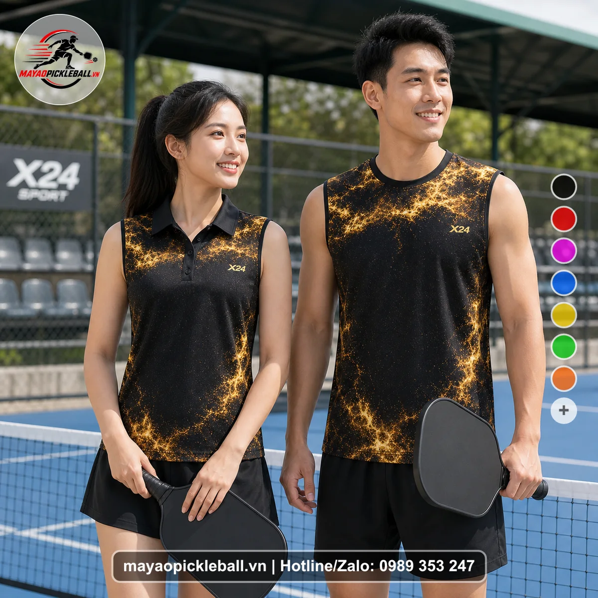 Bộ quần áo pickleball X24-PB-275 nổi bật biến thể không ống tay