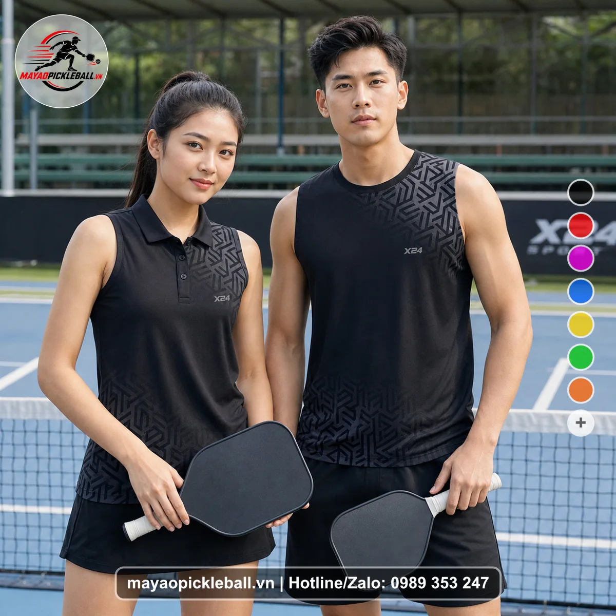 Bộ quần áo pickleball X24-PB-276 nổi bật biến thể không ống tay