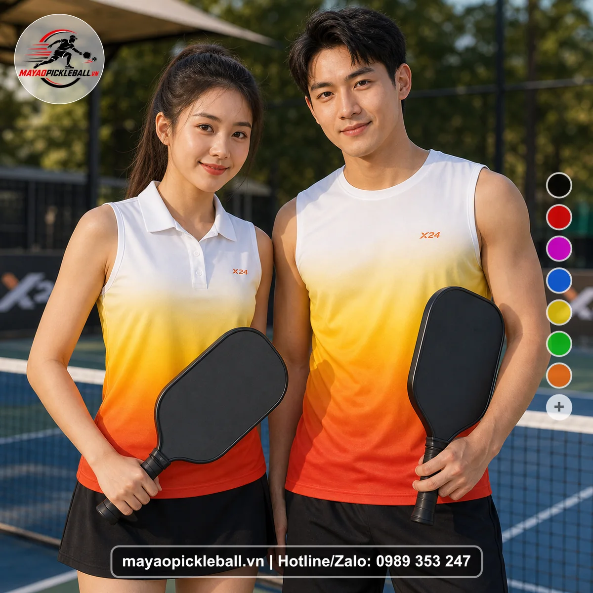 Bộ quần áo pickleball X24-PB-277 nổi bật biến thể không ống tay