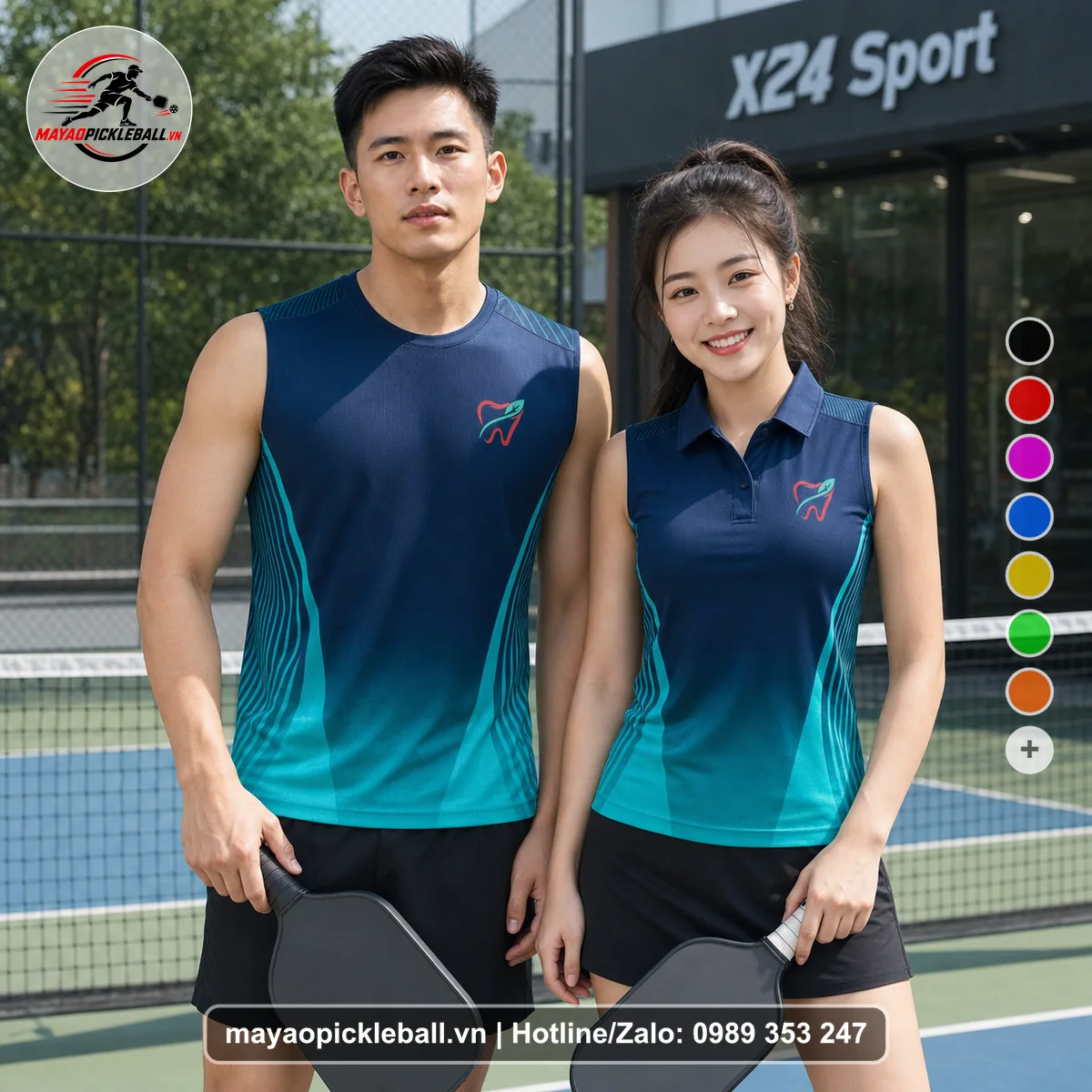 Bộ quần áo pickleball X24-PB-280 nổi bật biến thể không ống tay