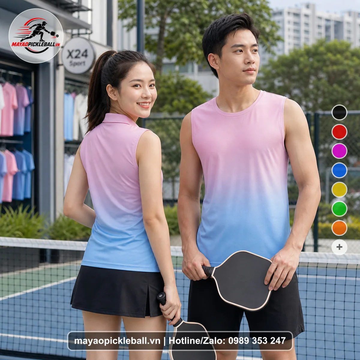Bộ quần áo pickleball X24-PB-282 nổi bật biến thể không ống tay