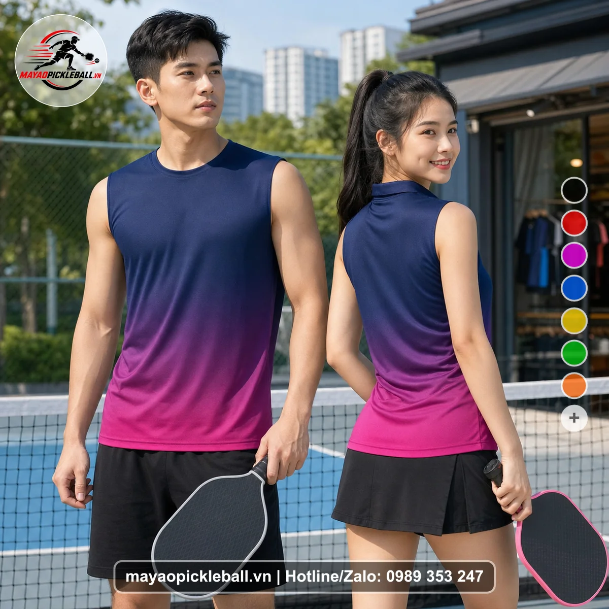 Bộ quần áo pickleball X24-PB-283 nổi bật biến thể không ống tay