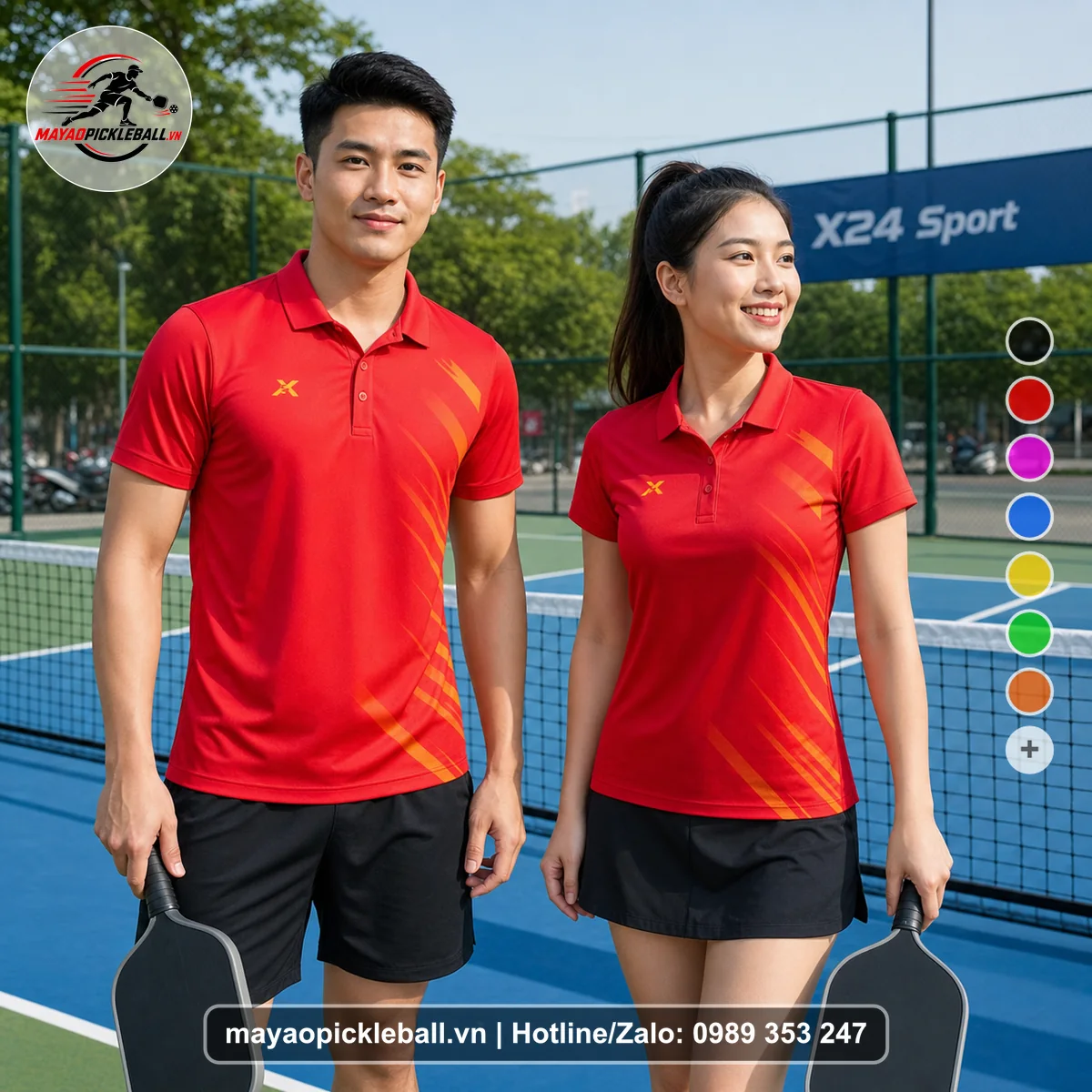 Bộ quần áo pickleball X24-PB-284 nổi bật áo có tay có cổ