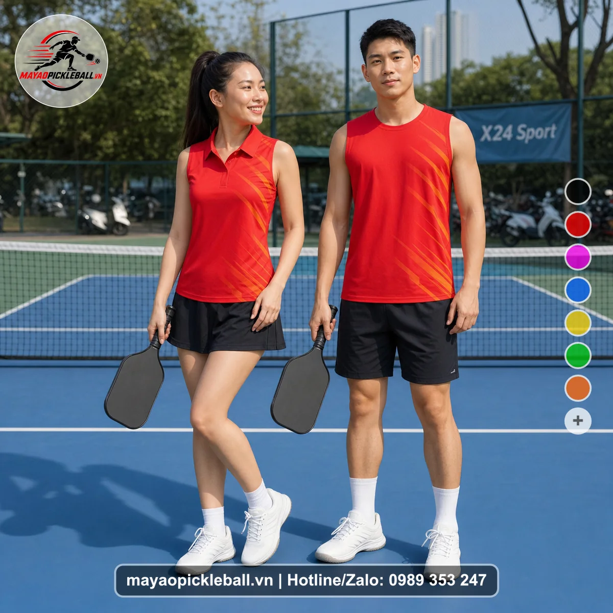 Bộ quần áo pickleball X24-PB-284 nổi bật biến thể không ống tay