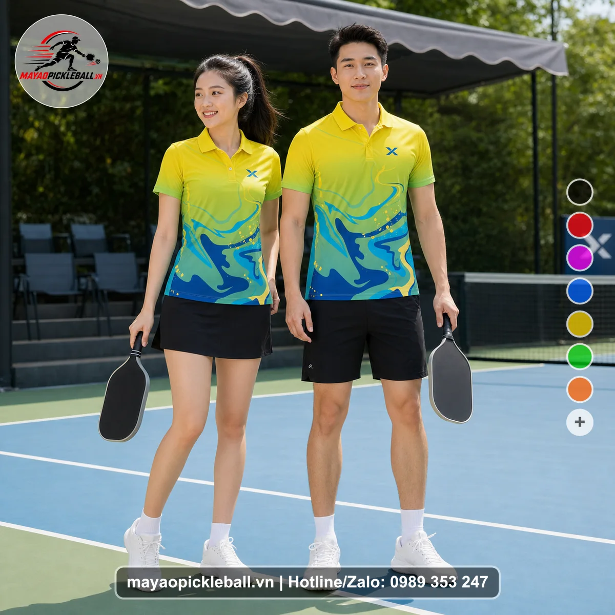 Bộ quần áo pickleball X24-PB-285 nổi bật áo có tay có cổ