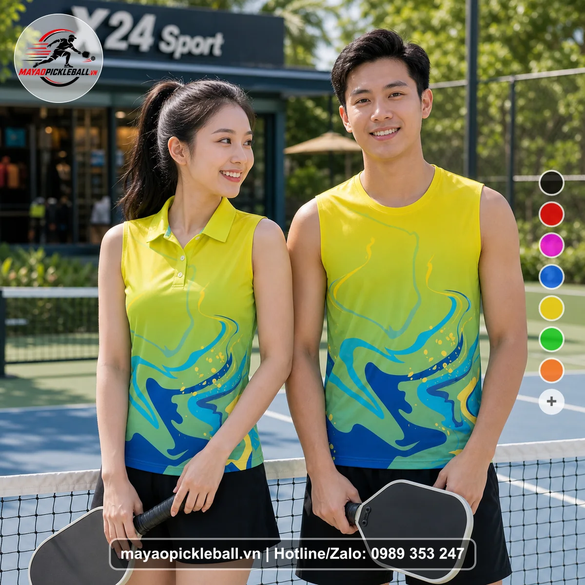 Bộ quần áo pickleball X24-PB-285 nổi bật biến thể không ống tay