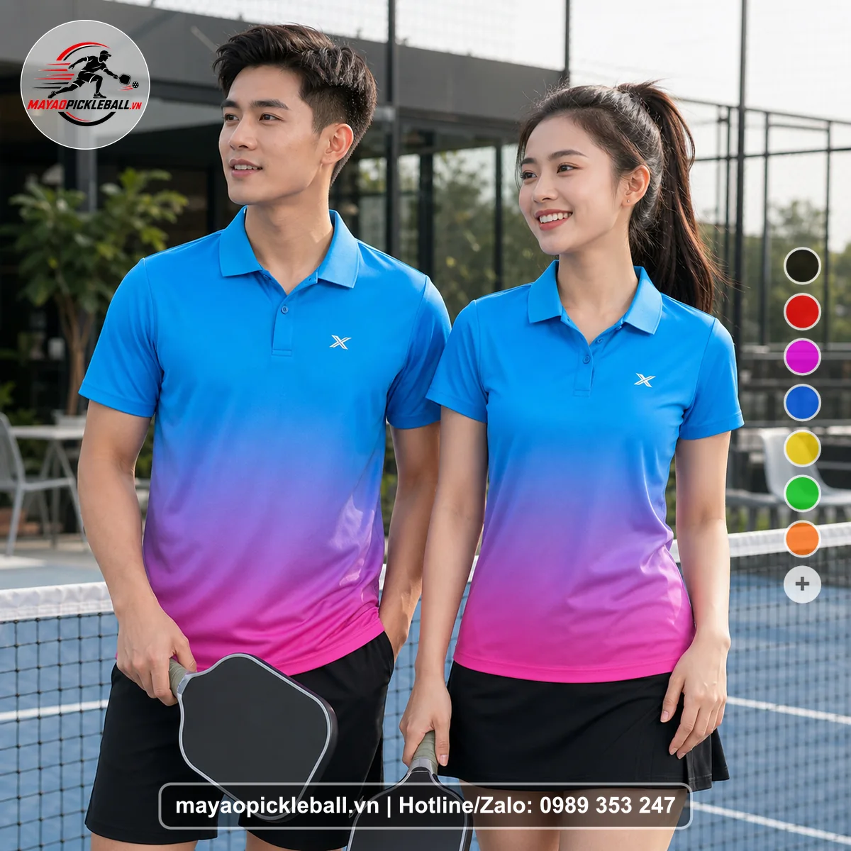 Bộ quần áo pickleball X24-PB-286 nổi bật áo có tay có cổ