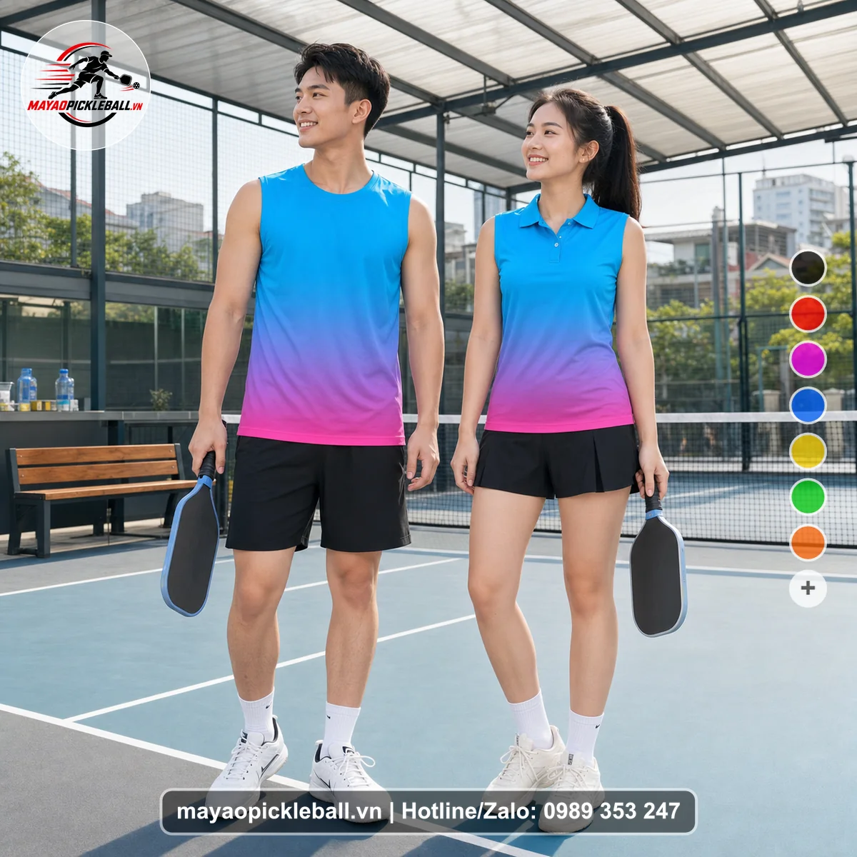 Bộ quần áo pickleball X24-PB-286 nổi bật biến thể không ống tay