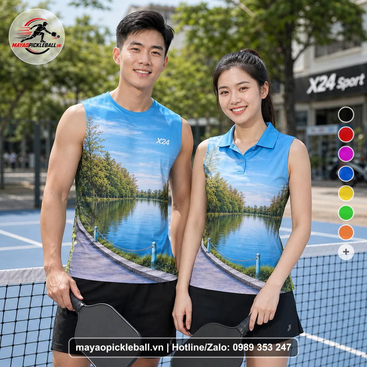 Bộ quần áo pickleball X24-PB-289 nổi bật biến thể không ống tay