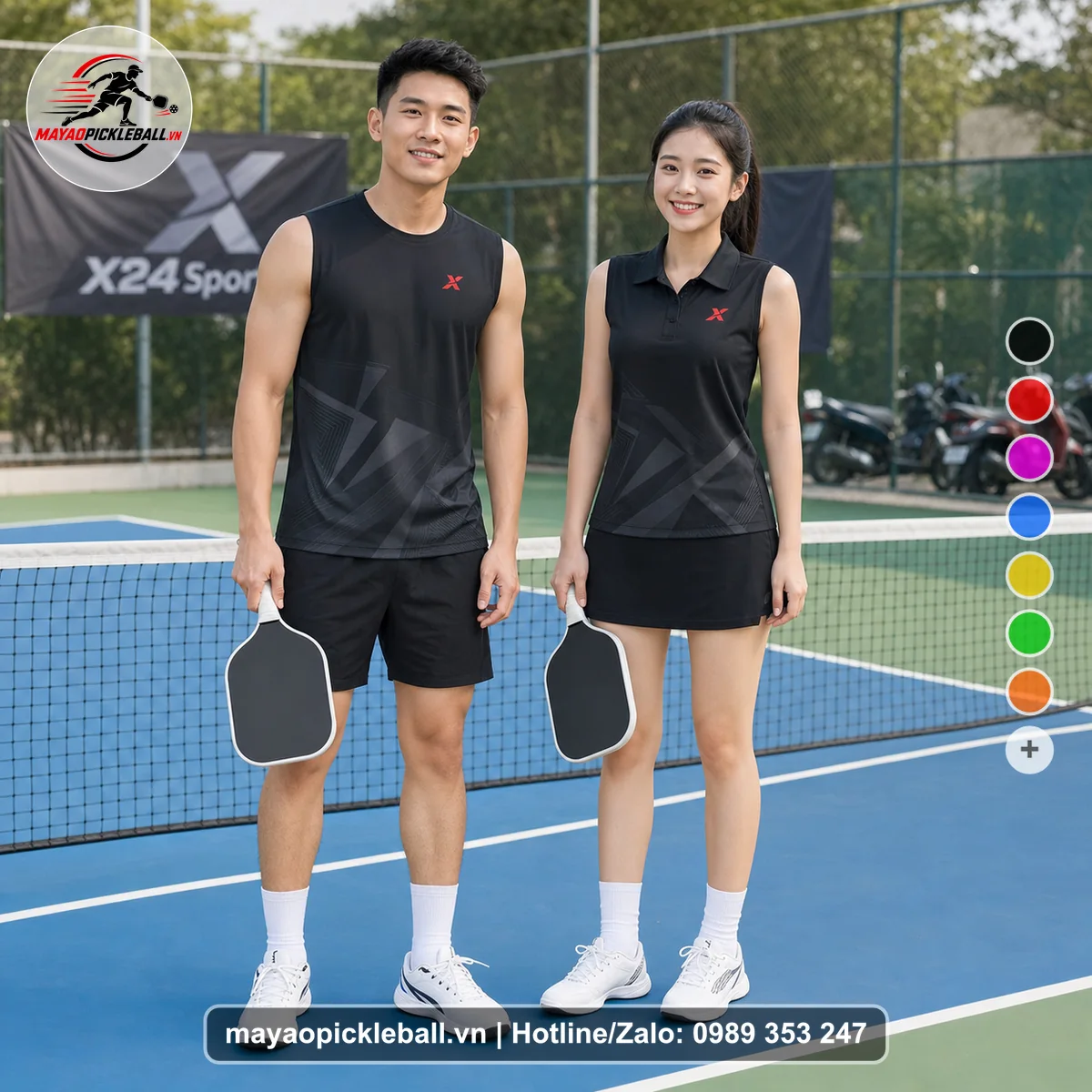 Bộ quần áo pickleball X24-PB-290 nổi bật biến thể không ống tay