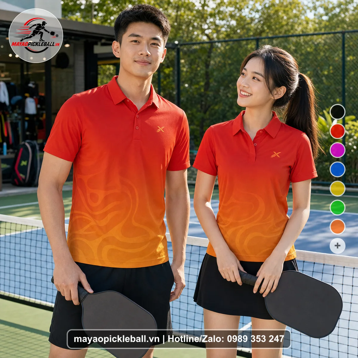 Bộ quần áo pickleball X24-PB-291 nổi bật áo có tay có cổ