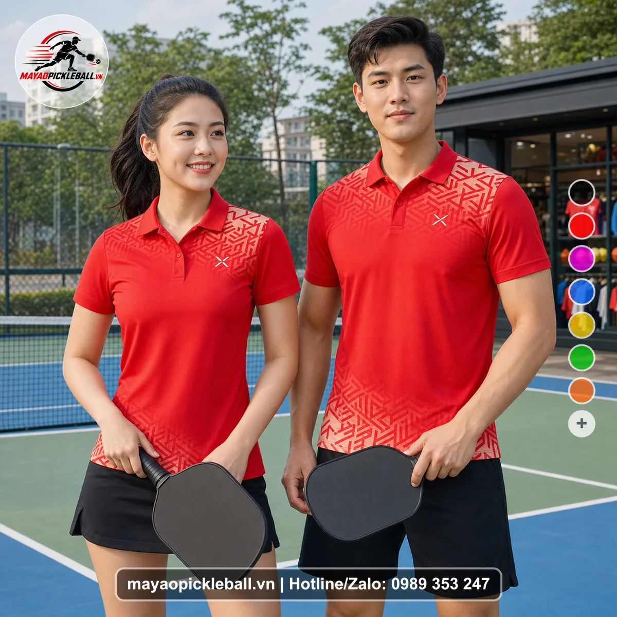 Bộ quần áo pickleball X24-PB-292 nổi bật áo có tay có cổ