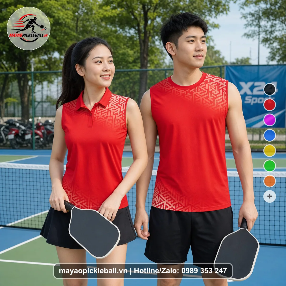 Bộ quần áo pickleball X24-PB-292 nổi bật biến thể không ống tay