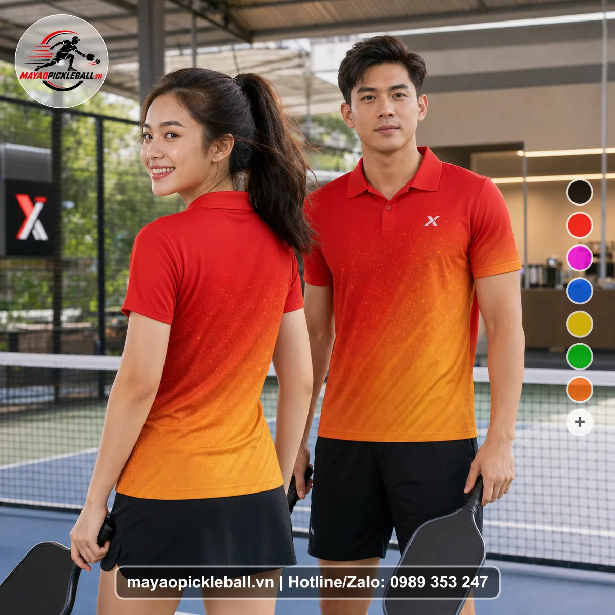 Bộ quần áo pickleball X24-PB-293 nổi bật áo có tay có cổ