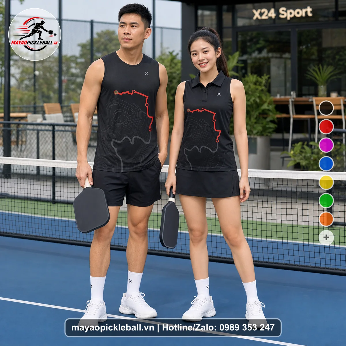 Bộ quần áo pickleball X24-PB-294 nổi bật biến thể không ống tay
