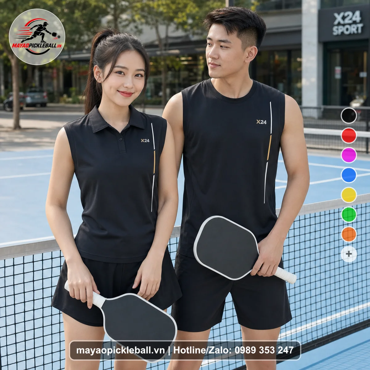 Bộ quần áo pickleball X24-PB-295 nổi bật biến thể không ống tay