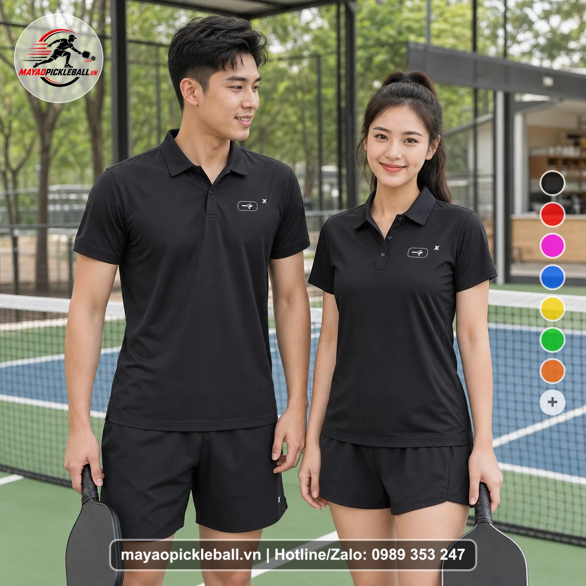 Bộ quần áo pickleball X24-PB-296 nổi bật áo có tay có cổ