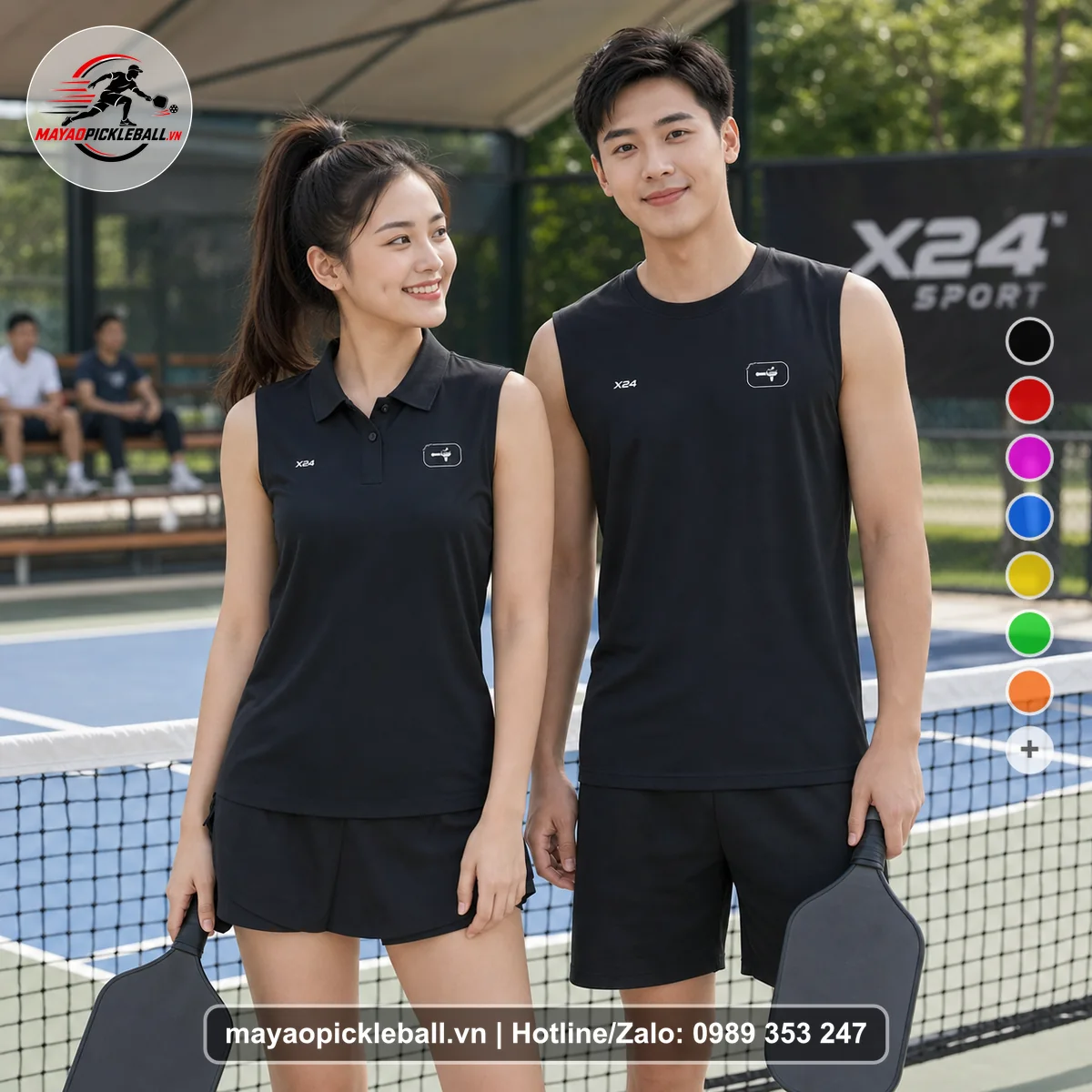 Bộ quần áo pickleball X24-PB-296 nổi bật biến thể không ống tay