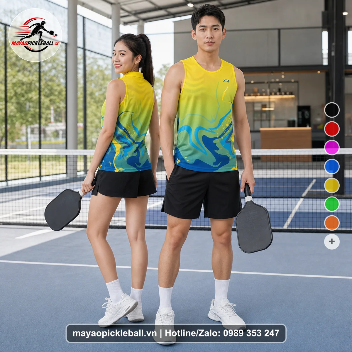 Bộ quần áo pickleball X24-PB-297 nổi bật biến thể không ống tay