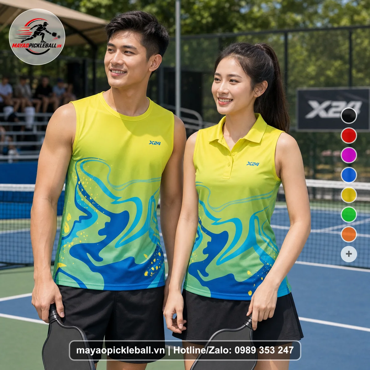 Bộ quần áo pickleball X24-PB-300 nổi bật biến thể không ống tay
