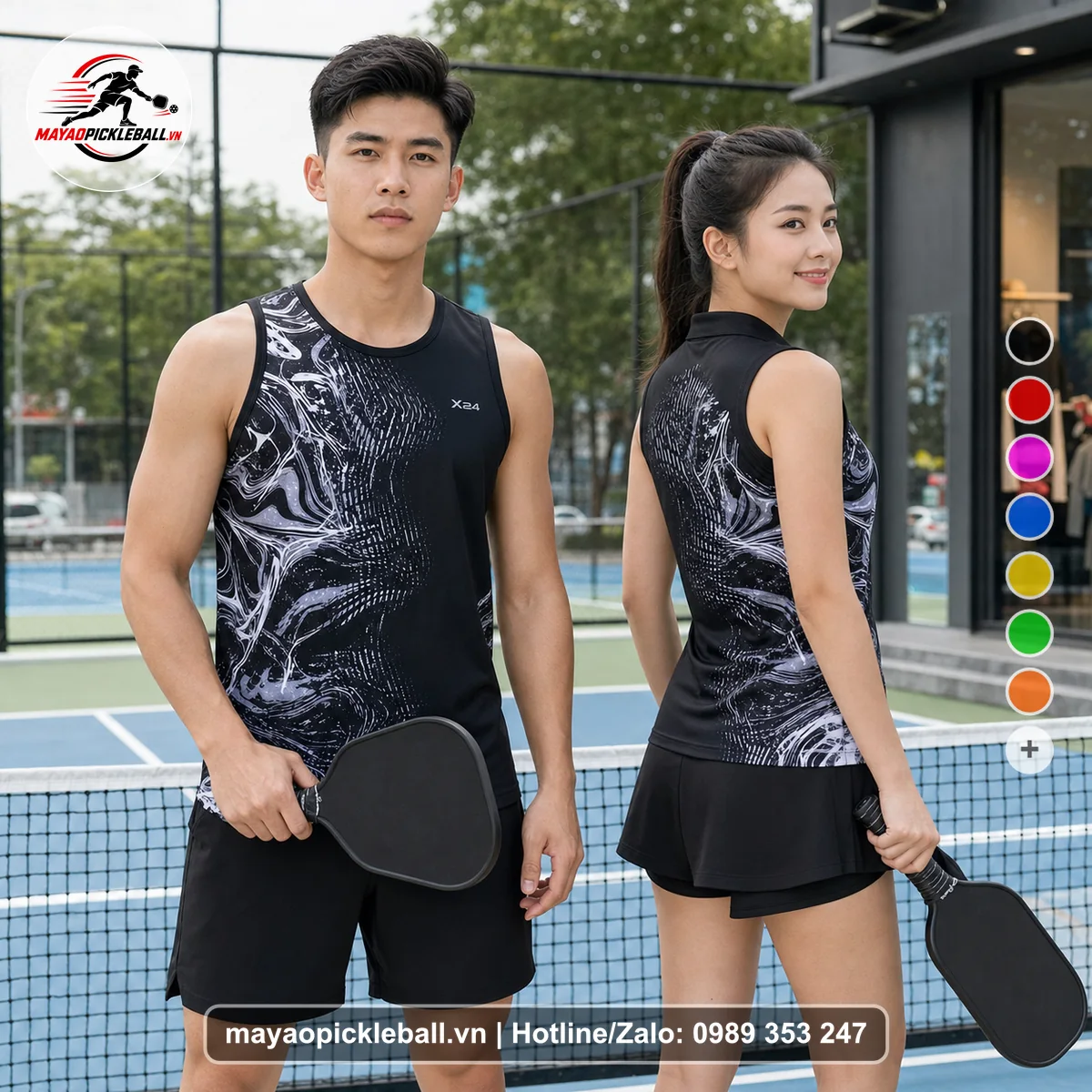 Bộ quần áo pickleball X24-PB-303 nổi bật biến thể không ống tay