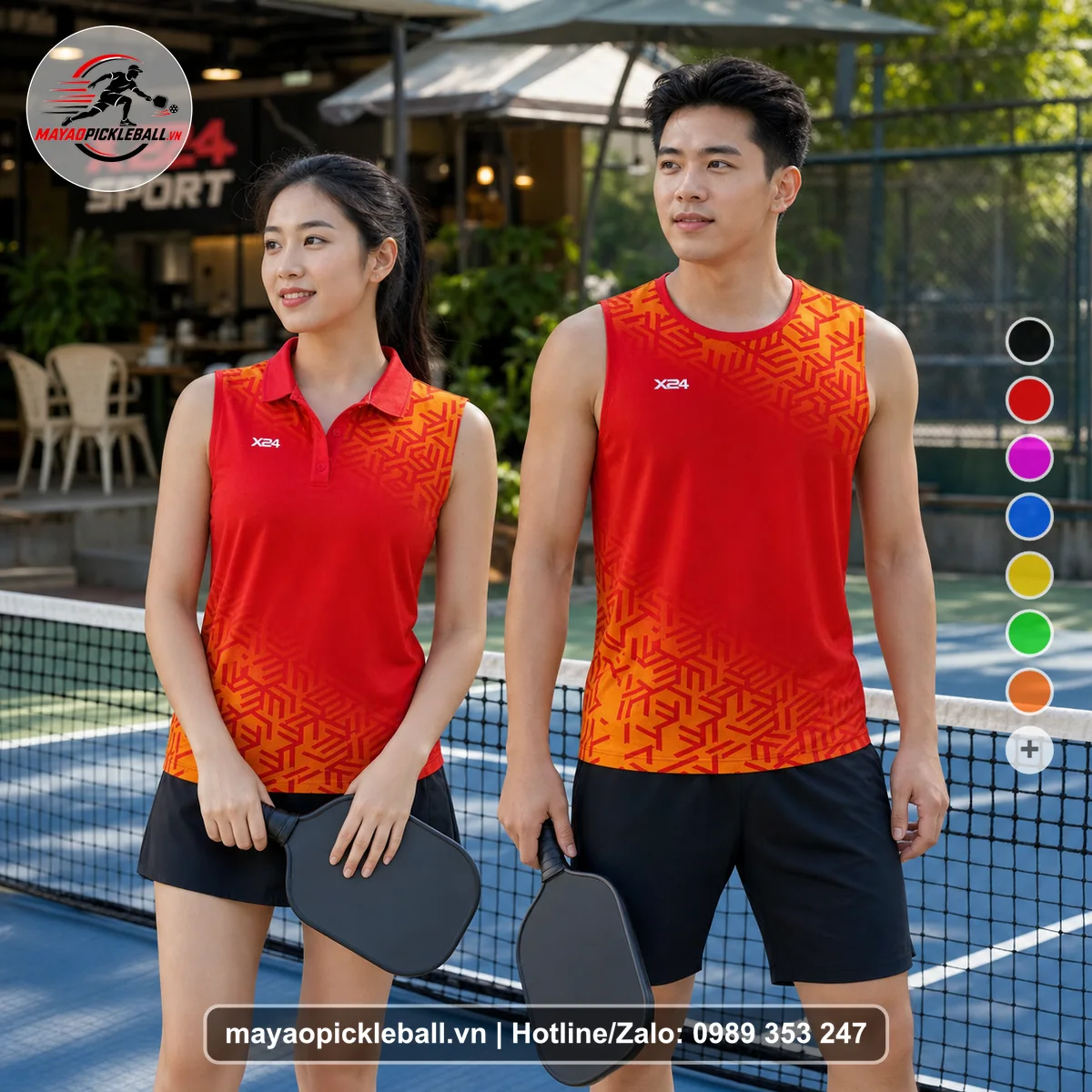 Bộ quần áo pickleball X24-PB-308 nổi bật biến thể không ống tay