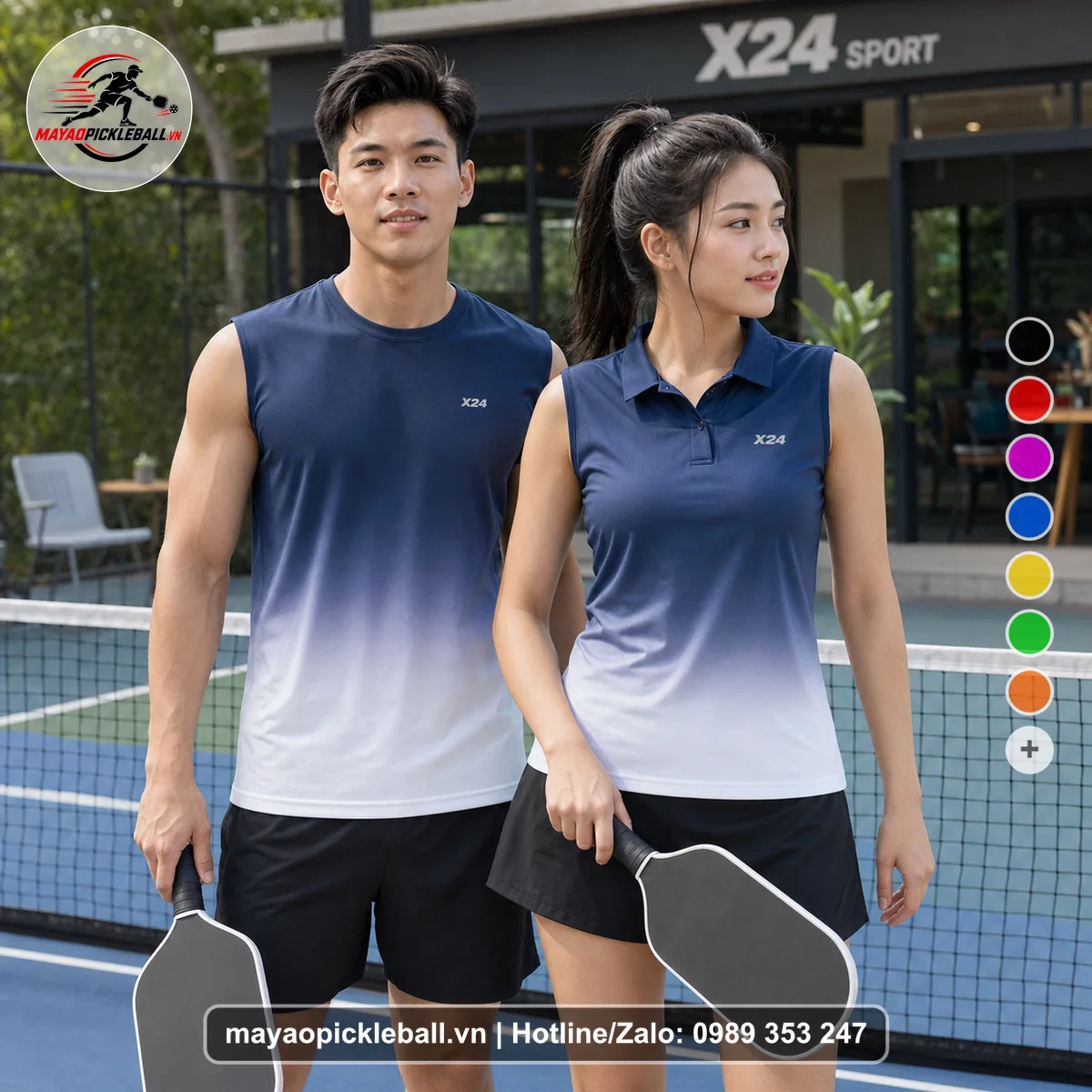 Bộ quần áo pickleball X24-PB-310 nổi bật biến thể không ống tay