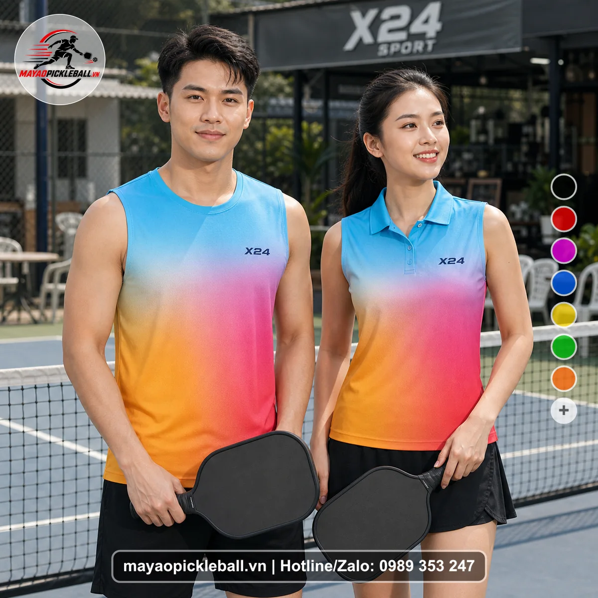 Bộ quần áo pickleball X24-PB-311 nổi bật biến thể không ống tay